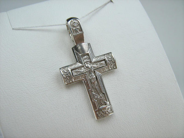 Pendentif croix en argent sterling 925 massif Crucifix Chérubin Prière Modèle en bois Vintage Église chrétienne Bijoux de foi fine CR002065