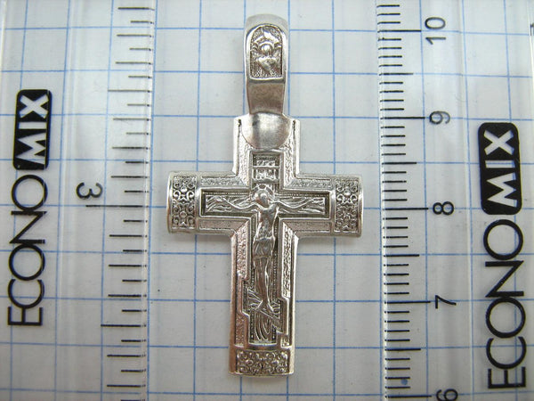 Pendentif croix en argent sterling 925 massif Crucifix Chérubin Prière Modèle en bois Vintage Église chrétienne Bijoux de foi fine CR002065