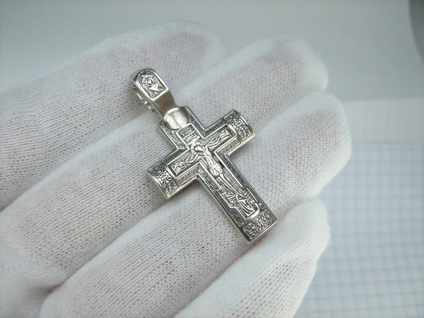 Pendentif croix en argent sterling 925 massif Crucifix Chérubin Prière Modèle en bois Vintage Église chrétienne Bijoux de foi fine CR002065