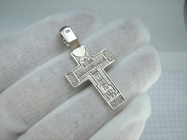 Pendentif croix en argent sterling 925 massif Crucifix Chérubin Prière Modèle en bois Vintage Église chrétienne Bijoux de foi fine CR002065