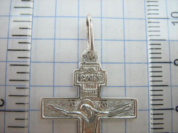 925 Sterling Silver Old Believers' Cross Pendant Jesus Crucifix Wood Pattern Vintage Christian Church Fine & Faith Jewelry CR002072