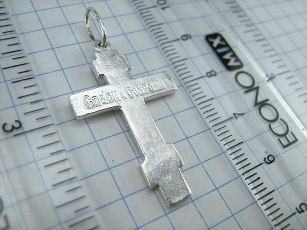 925 Sterling Silver Old Believers' Cross Pendant Jesus Crucifix Wood Pattern Vintage Christian Church Fine & Faith Jewelry CR002072