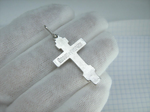 925 Sterling Silver Old Believers' Cross Pendant Jesus Crucifix Wood Pattern Vintage Christian Church Fine & Faith Jewelry CR002072