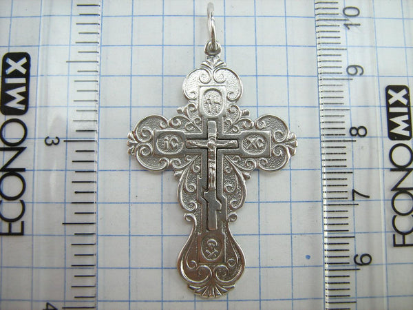 Massiver 925 Sterling Silber Kreuz Anhänger Kruzifix Filigranes Muster Vintage Christliche Kirche Feiner Glaube Schmuck CR002076