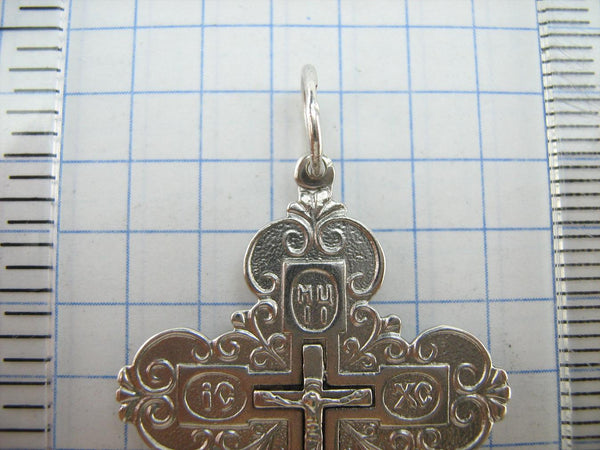 Massiver 925 Sterling Silber Kreuz Anhänger Kruzifix Filigranes Muster Vintage Christliche Kirche Feiner Glaube Schmuck CR002076