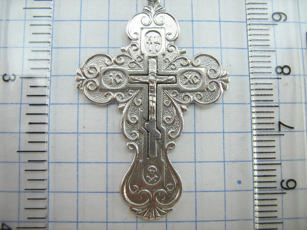 Massiver 925 Sterling Silber Kreuz Anhänger Kruzifix Filigranes Muster Vintage Christliche Kirche Feiner Glaube Schmuck CR002076