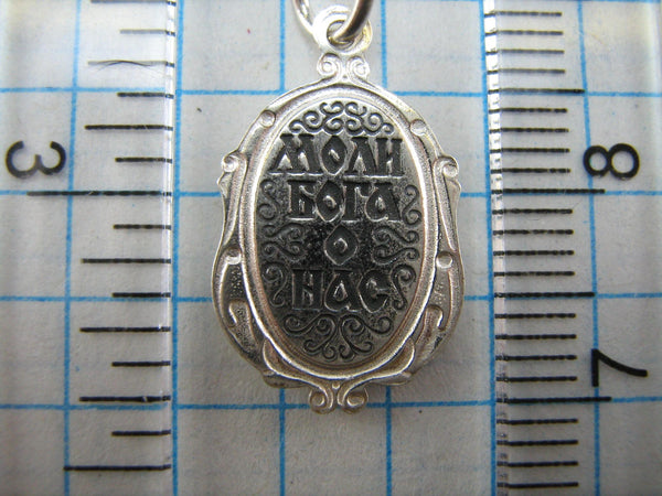 925 Sterling Silver icon pendant and medal with prayer inscription to Saint Martyr Nika decorated with filigree oval frame. Item number MD000714. Picture 11