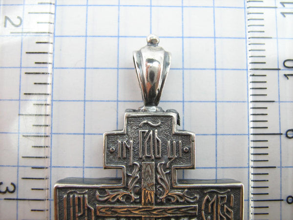 Vintage solid 925 Sterling Silver cross locket (encolpion) pendant depicting cross, Mother of God Mary and Saint John the Baptist with Christian prayer scripture. Item number CR001188. Picture 8