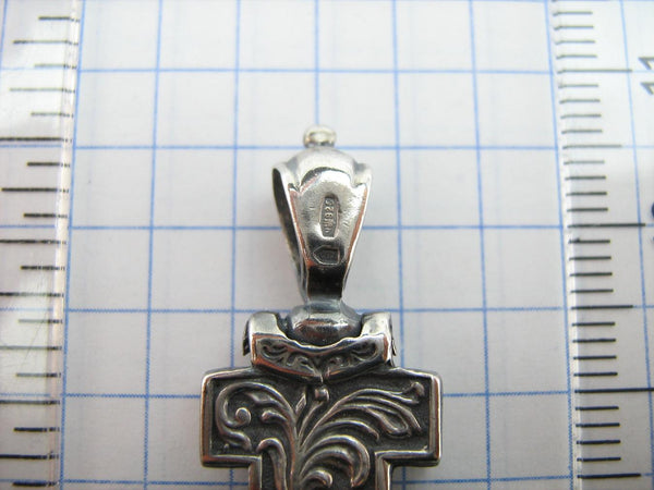 Vintage solid 925 Sterling Silver cross locket (encolpion) pendant depicting cross, Mother of God Mary and Saint John the Baptist with Christian prayer scripture. Item number CR001188. Picture 11