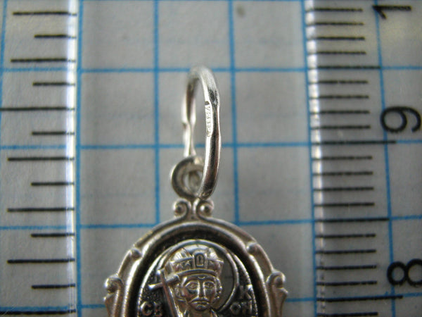 925 Sterling Silver icon pendant and medal with Christian prayer inscription to Saint Constantine the Great, also called Constantinus and Roman Emperor. Item number MD000695. Picture 7