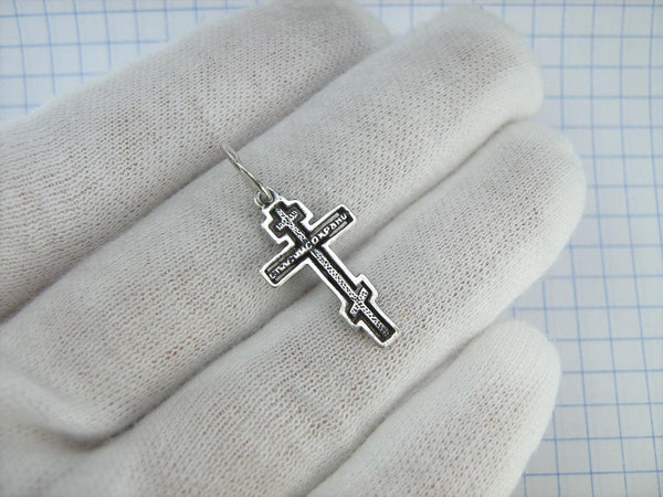 New solid 925 Sterling Silver small old believers’ cross pendant and crucifix with Christian prayer text. Item number CR000899. Picture 3