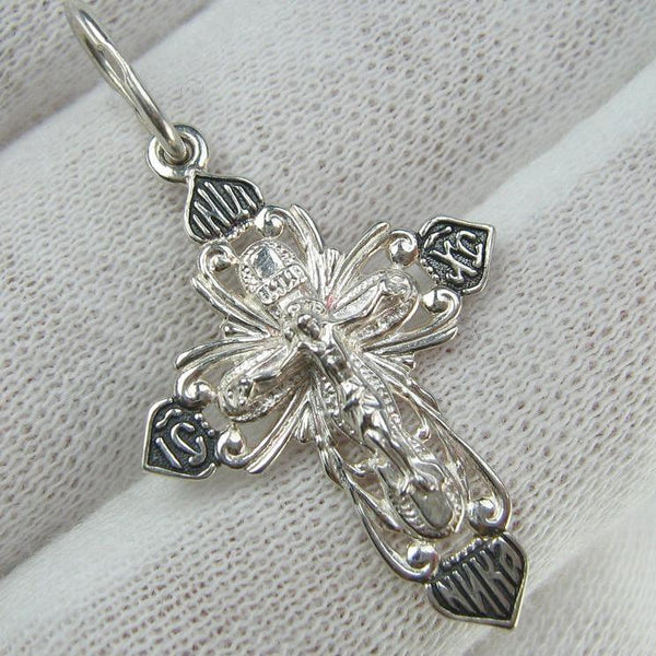 New solid 925 Sterling Silver cross pendant and crucifix with Christian prayer text. Picture 1