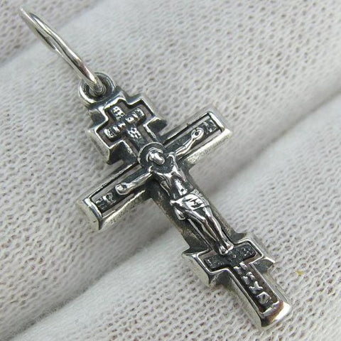 New solid 925 Sterling Silver small old believers’ cross pendant and crucifix with Christian prayer text. Item number CR000899. Picture 1