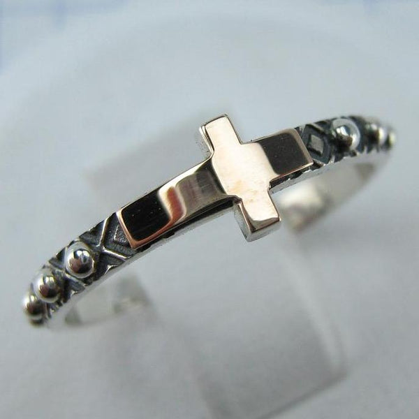 925 Sterling Silver and 375 gold finger rosary ring depicting cross. Item code RI001933. Picture 1