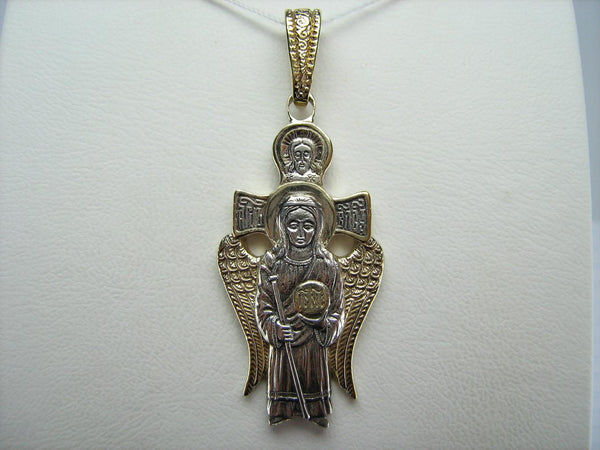 925 Sterling Silver Gold Plated icon pendant and medal depicting Saint Angel the Power. Picture 4