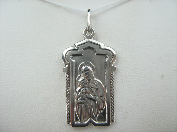 925 Sterling Silver icon pendant and medal in frame depicting Mother of God and Jesus Christ child. Item number MD001789. Picture 4