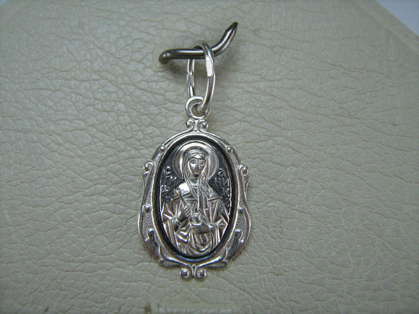925 Sterling Silver icon pendant and medal with prayer inscription to Saint Martyr Nika decorated with filigree oval frame. Item number MD000714. Picture 4
