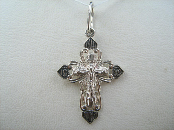 New solid 925 Sterling Silver cross pendant and crucifix with Christian prayer text. Picture 4