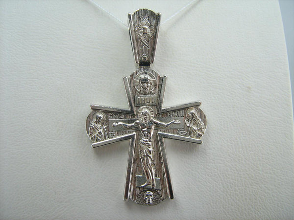 925 Sterling Silver statement cross pendant and crucifix with Cyrillic prayer inscription. Item code CR001052. Picture 4