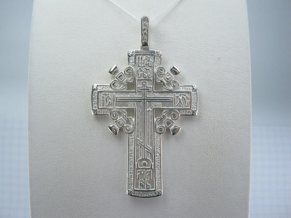 Solid 925 Sterling Silver heavy Golgotha cross pendant of steering wheel design with Christian prayer scripture. Item number CR001047. Picture 4