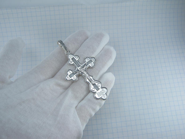 925 Sterling Silver statement trefoil cross pendant and crucifix with Christian prayer text. Item code CR001158. Picture number 2