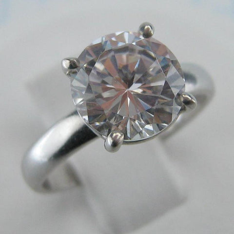 925 solid Sterling Silver solitaire ring decorated with large round clear Cubic Zirconia stone. This is jewelry for bride, for engagement or wedding proposal.