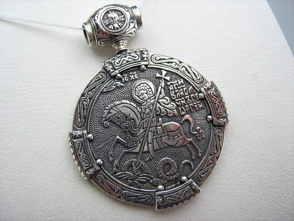 SOLID 925 Sterling Silver Icon Pendant Medal Saint George Victory Miracle Dragon Prayer New Amulet Christian Church Fine Faith Jewelry MD001393