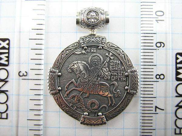 SOLID 925 Sterling Silver Icon Pendant Medal Saint George Victory Miracle Dragon Prayer New Amulet Christian Church Fine Faith Jewelry MD001393