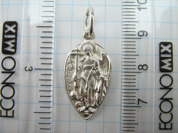 New and never worn solid 925 Sterling Silver Christian medal of Saint Angel the Guardian with wings, sword and old believers’ cross