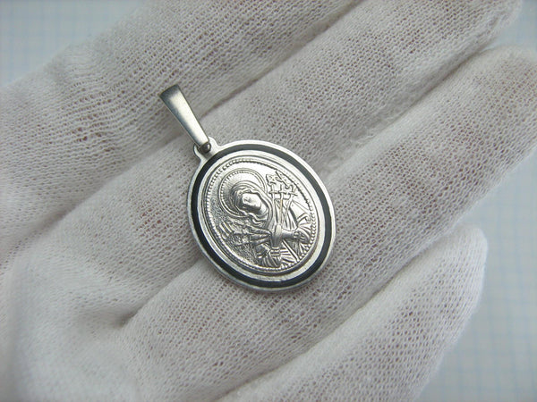 925 Sterling Silver pendant and medal showing Seven Arrows icon of Mother of God, also called Theotokos Softener of Evil Hearts.