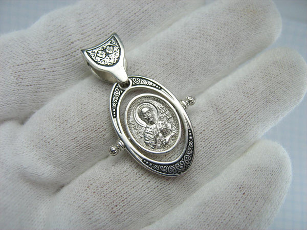 Vintage solid 925 Sterling icon pendant and medal depicting Saint Nicholas the Wonderworker.