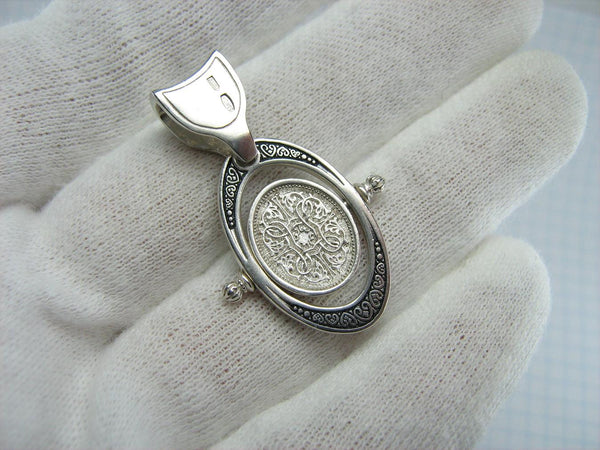 Vintage solid 925 Sterling icon pendant and medal depicting Saint Nicholas the Wonderworker.