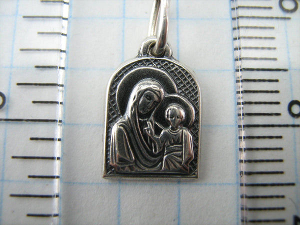 925 Sterling Silver small pendant and medal depicting Kazan icon of Mother of God and Jesus Christ.