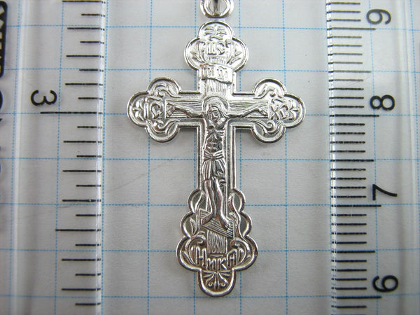 New solid 925 Sterling Silver old believers cross pendant and crucifix with Christian prayer inscription.