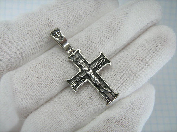 SOLID 925 Sterling Silver Cross Pendant Christogram Chrismon Chi Rho Oxidized Filigree Pattern Vintage Christian Church Fine & Faith Jewelry CR000521