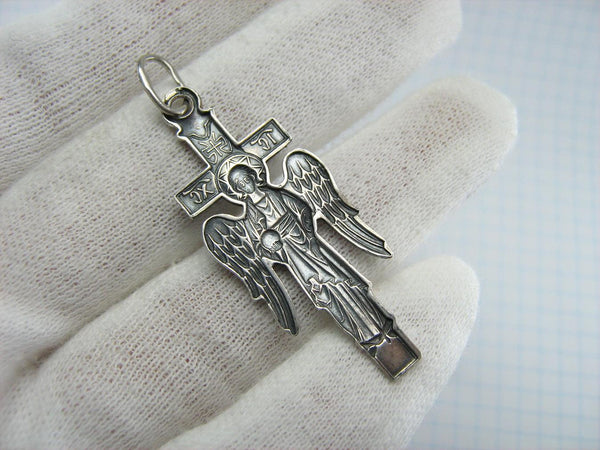 925 Sterling Silver cross pendant depicting Saint Angel the Guardian.