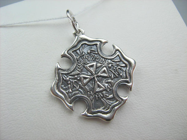 925 Sterling Silver religious pendant shaped Maltese cross with prayer text.