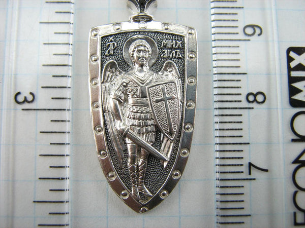 925 Sterling Silver icon pendant and medal with Russian inscription depicting Saint Michael the Archangel.