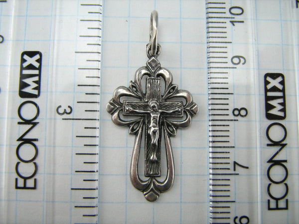 925 Sterling Silver cross pendant and crucifix with Christian prayer inscription to God.