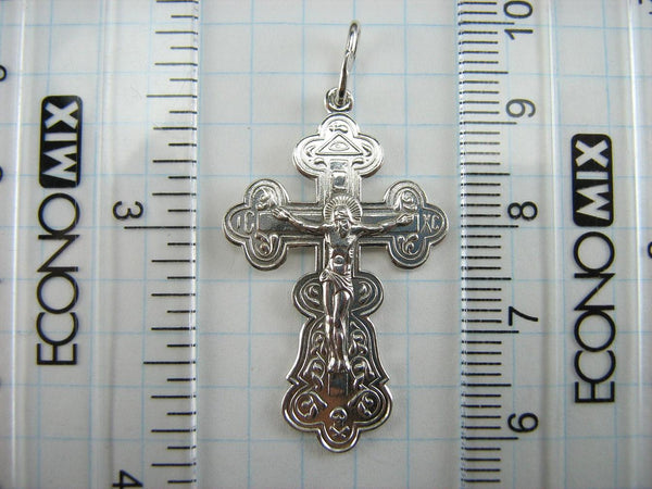 925 Sterling Silver cross pendant and crucifix with Christian prayer text.