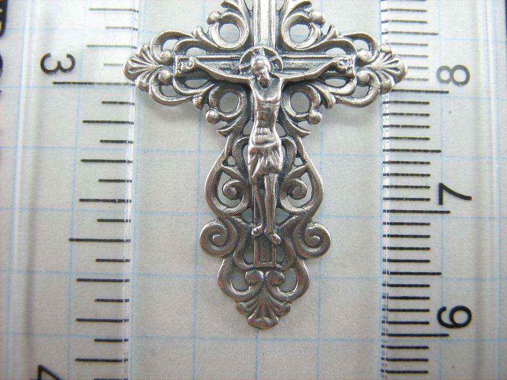 925 Sterling Silver Cross Pendant Jesus Christ Crucifix Fleur-de-lis – Fine  and Faith