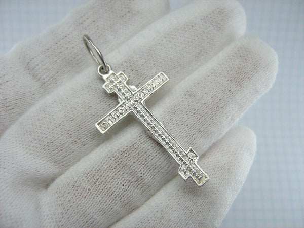 925 Sterling Silver cross pendant and Jesus Christ crucifix with Christian prayer inscription to God.