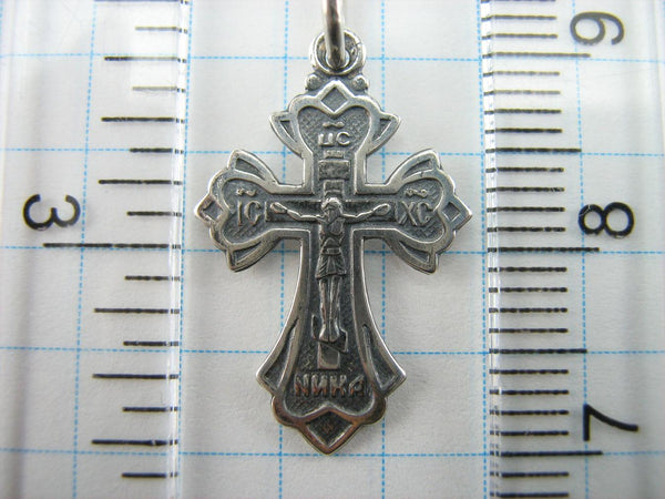 925 Sterling Silver little cross pendant and Jesus Christ crucifix with Christian prayer inscription to God.