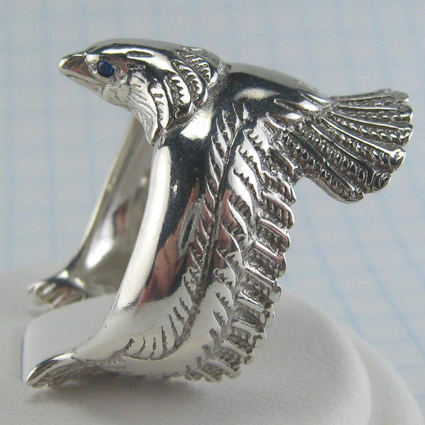 925 solid Sterling Silver adjustable ring size US 8.5 shaped an eagle, a hawk or other bird with rare handicraft design.