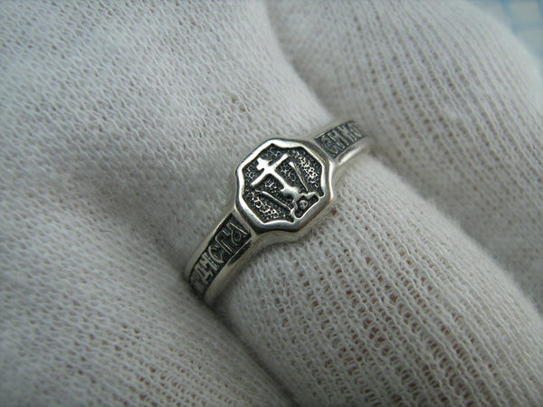 SOLID 925 Sterling Silver Ring US size 5.75 Old Believes Cross Russian Text Amulet Religious Vintage Christian Church Faith Fine Jewelry RI000847