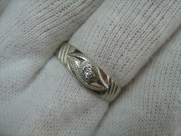 Pre-owned 925 solid Sterling Silver ring with evil eye pattern decorated with round clear Cubic Zirconia stone