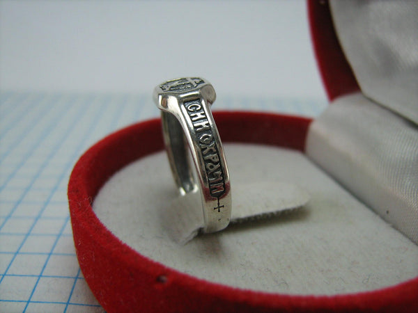 SOLID 925 Sterling Silver Ring US size 5.75 Old Believes Cross Text Amulet Religious Vintage Christian Church Faith Fine Jewelry RI000847