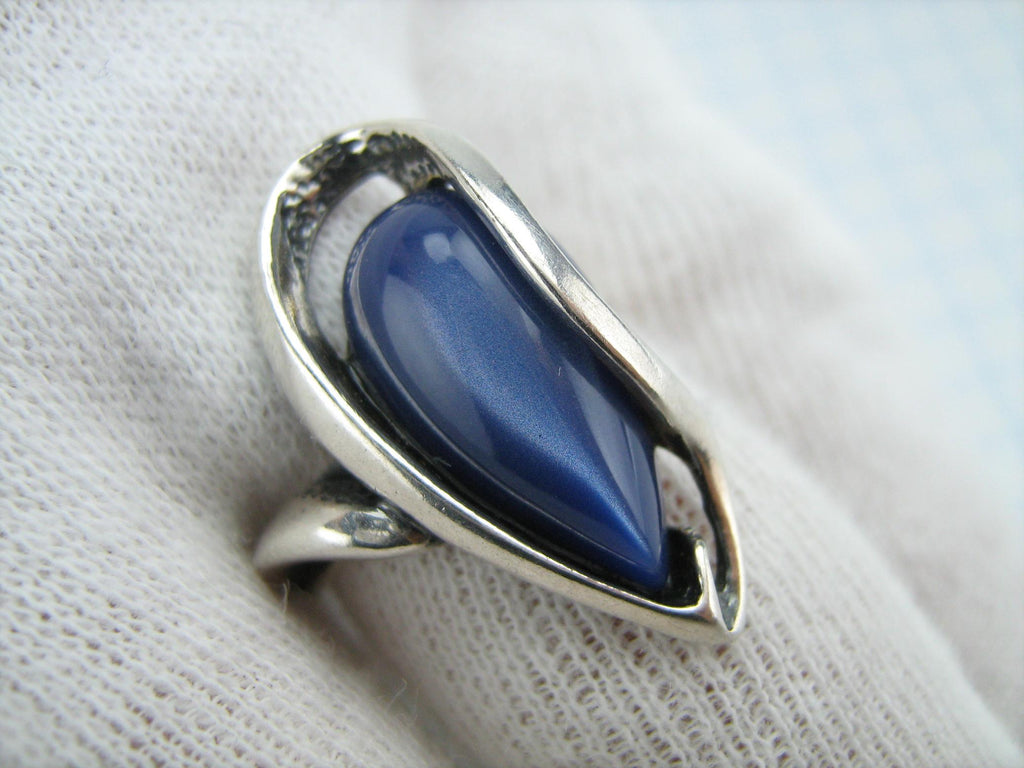 Aqua Blue Cats Eye Ring Size 7 Art Deco Minimalist Dome Style Silver Plated  | eBay