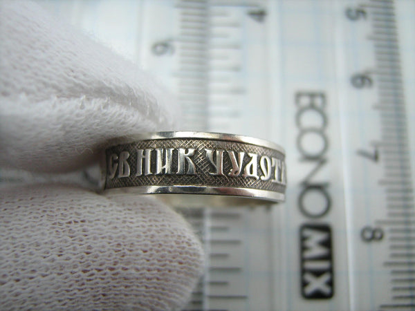 925 Sterling Silver ring with prayer to Saint Nicholas the Wonderworker decorated with old believers cross.