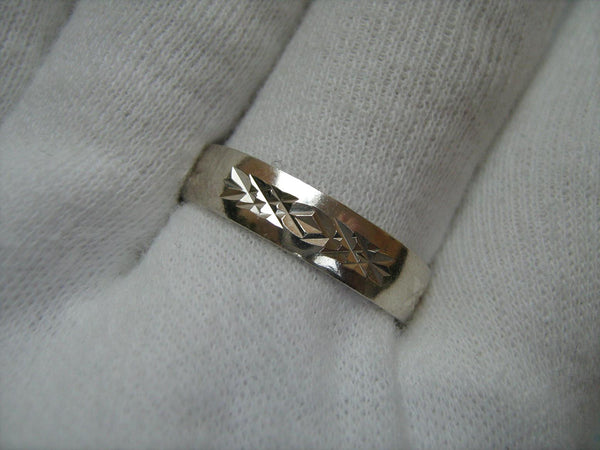 New and never worn 925 solid Sterling Silver ring with Christian prayer inscription to God inside the oxidized band decorated with old believers cross 